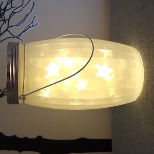 Spinning Stars Motion Glass Lantern Table Decoration Hanging White Silver Timer